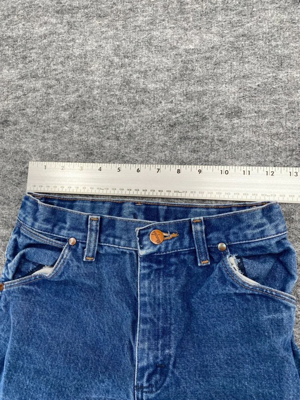 Wrangler 13MWZ Slim Fit Blue Denim Jeans Size 16 Vintage Style Cowboy Western - Picture 6 of 10